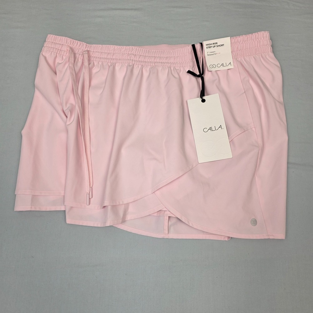 NWT CALIA by Carrie Underwood High Rise Step Up Shorts Pink Size Large 3" inseam - Picture 2 of 8